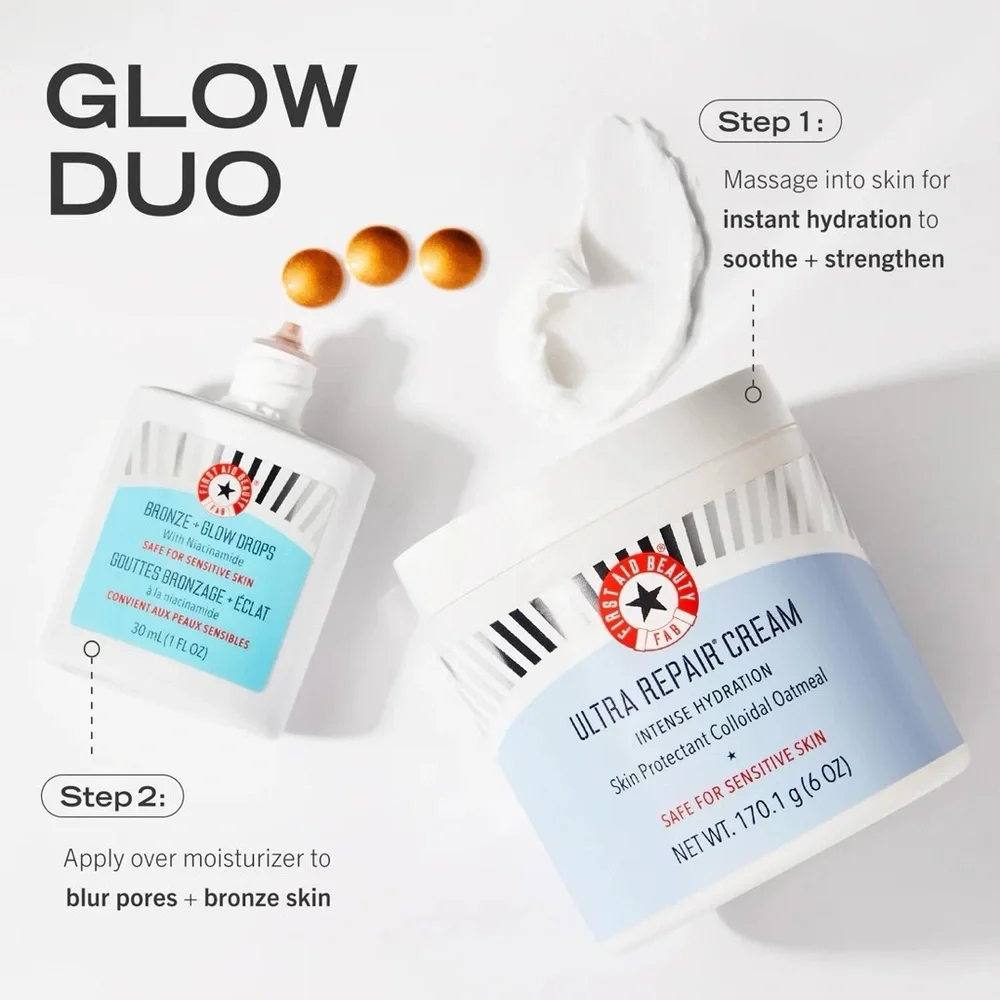 FIRST AID BEAUTY Bronze + Glow Drops With Niacinamide • 8ml NEW